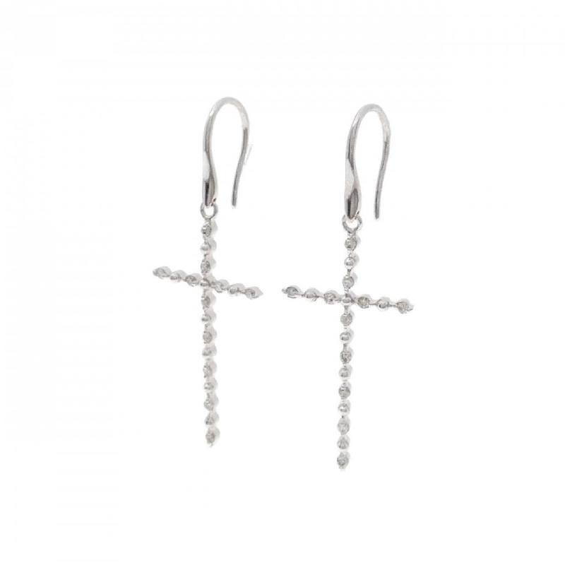 K18WG Bông tai kim cương chéo 0.14CT - Hàng hiệu Chính hãng 867836