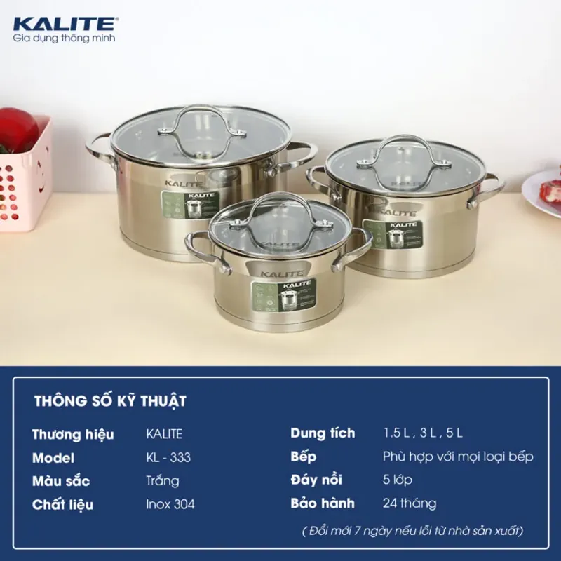 ✨ Kalite KL-333 – Thiết kế sang trọng, đáy 5 lớp bền bỉ, nâng tầm gian bếp! 714879