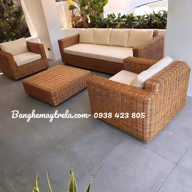 Sofa vuông nhựa giả mây 526349