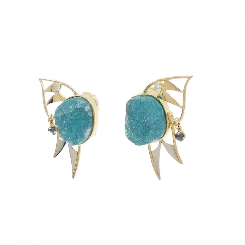 K18YG/PT Đá Chrysocolla Bông Tai - Hàng hiệu Chính hãng 869895