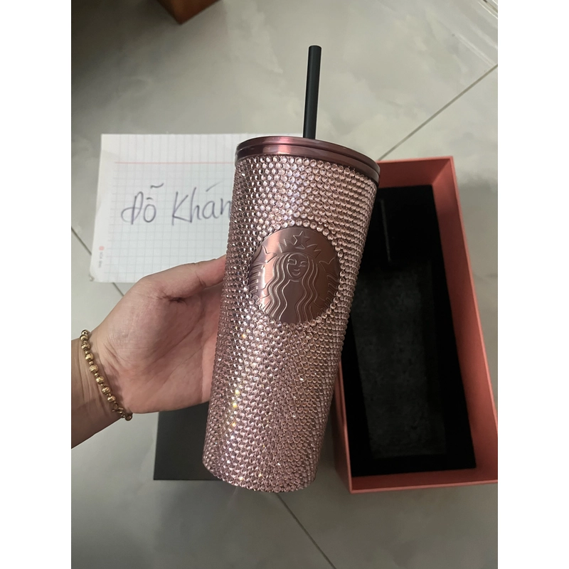 LY STARBUCKS BLACKPINK ĐÍNH ĐÁ MÀU HỒNG CHÍNH HÃNG 337696