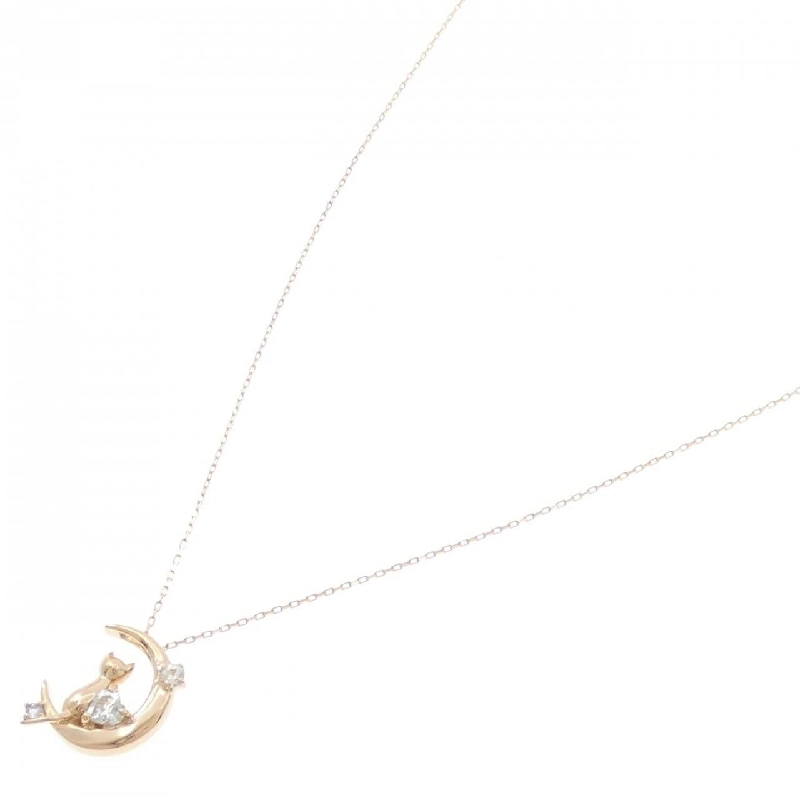 K18PG Mèo_Mặt trăng Dây chuyền đá màu - Hàng hiệu Authentic 861849