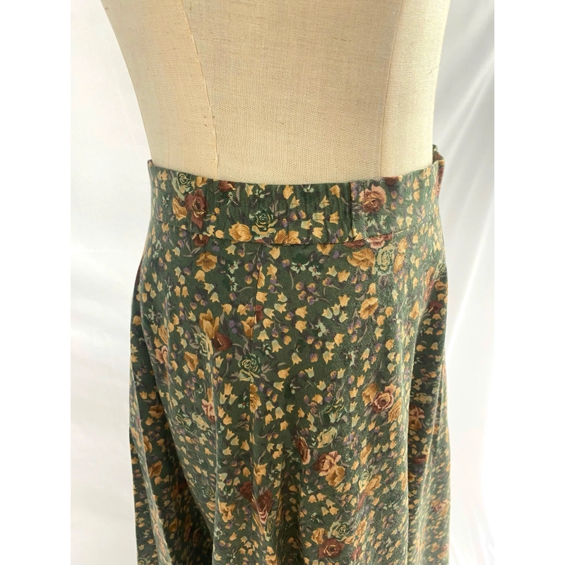 🌻CHÂN VÁY HOA NHÍ VINTAGE XANH LÁ – Eo 66cm, Size S – Like New Nhật tuyển 452772
