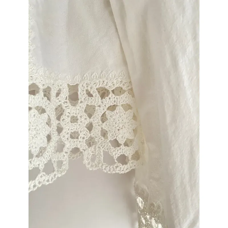 MỚI 99%***ÁO SƠ MI ZARA TRẮNG REN CROPTOP DÀI TAY* REN CÁCH ĐIỆU* TẶNG QUÀ 0Đ FREESHIP 588228