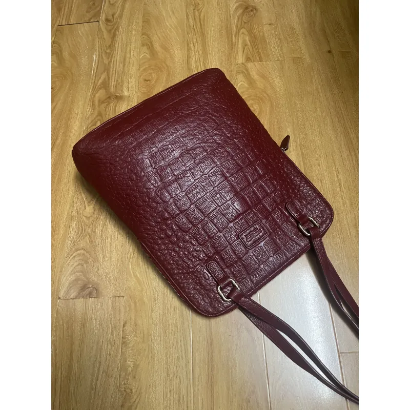 Túi tote nữ 31x35x8 da thật dập vân 2hand 996734