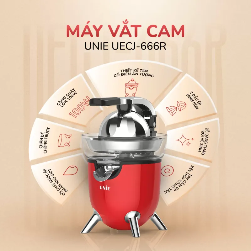 Máy vắt cam điện tự động UNIE UECJ-666R – Vắt Siêu Nhanh, Siêu Kiệt Nước 714269