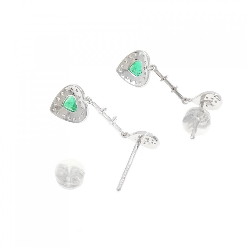 K18WG Bông tai hình trái tim ngọc lục bảo - Hàng hiệu Chính hãng 873875