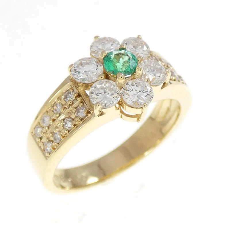 Nhẫn hoa ngọc lục bảo K18YG 0.14CT - Hàng hiệu Authentic 850958