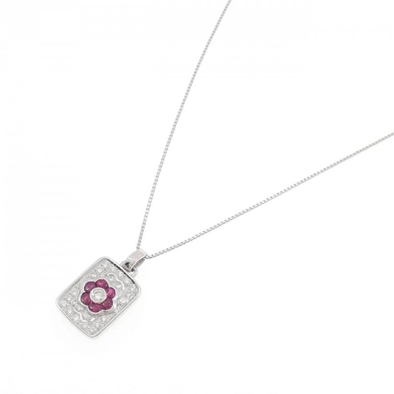 Dây chuyền ruby hoa K18WG 0.65CT - Hàng hiệu Authentic 858079