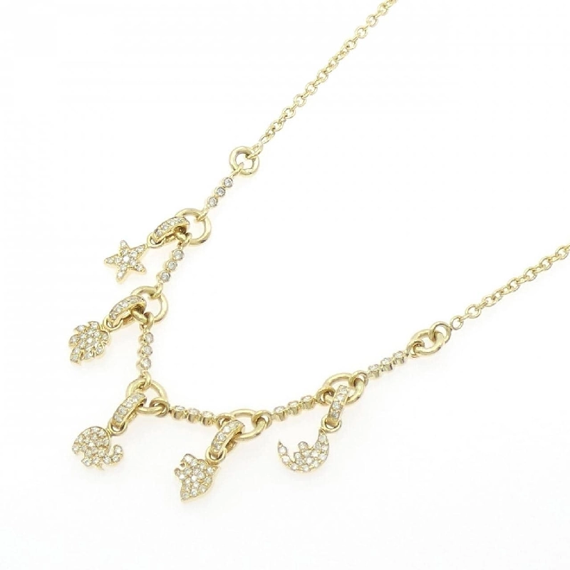 Dây chuyền kim cương Pave hình sao và mặt trăng 750YG - Hàng hiệu Authentic 860822