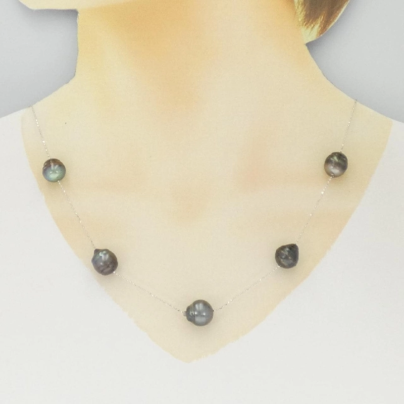 K18WG Ngọc trai đen dây chuyền - Hàng hiệu Authentic 861162