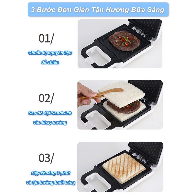 Máy làm bánh mì Sandwich cầm tay màu đỏ, Máy làm bữa sáng đa năng 650W AFC YG-3088 148156