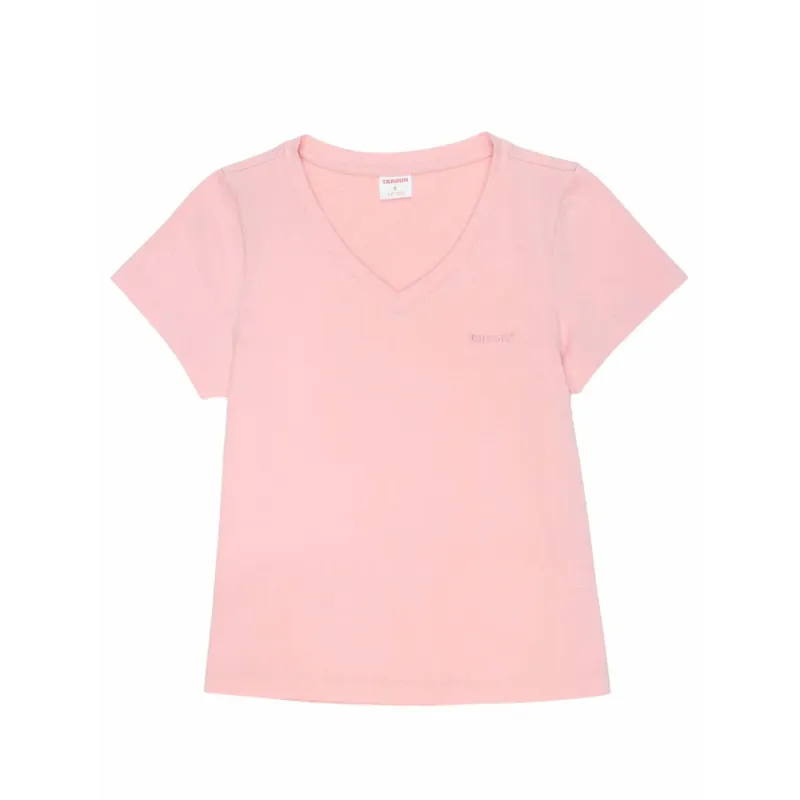 Áo thun cổ tim hack dáng màu hồng đào 734580