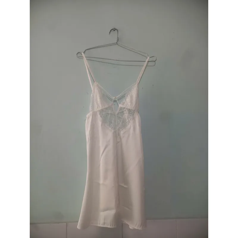 Váy ngủ 2 dây lụa satin phối ren ngực và lưng quyến rũ 1059336