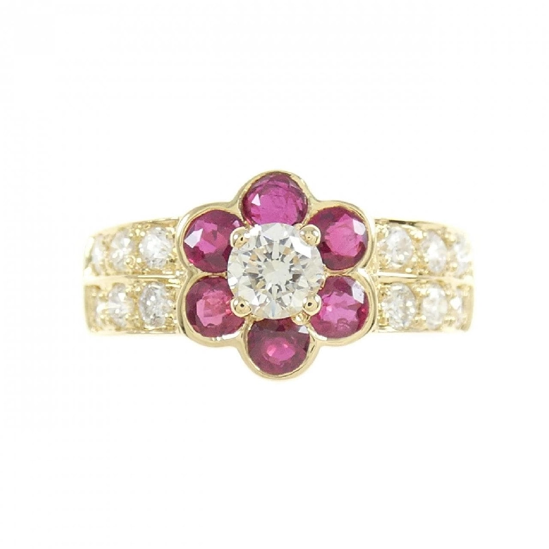 Nhẫn ruby K18YG hoa 0.85CT 672260