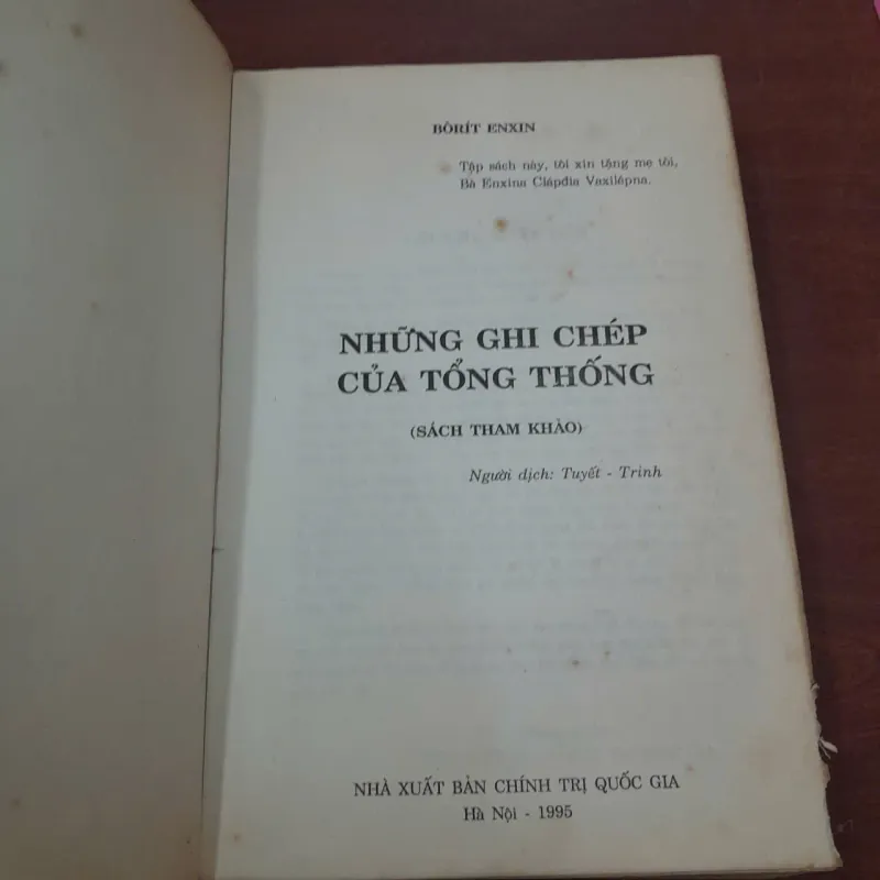 NHỮNG GHI CHÉP CỦA TỔNG THỐNG - BÔRÍT ENXIN 739658