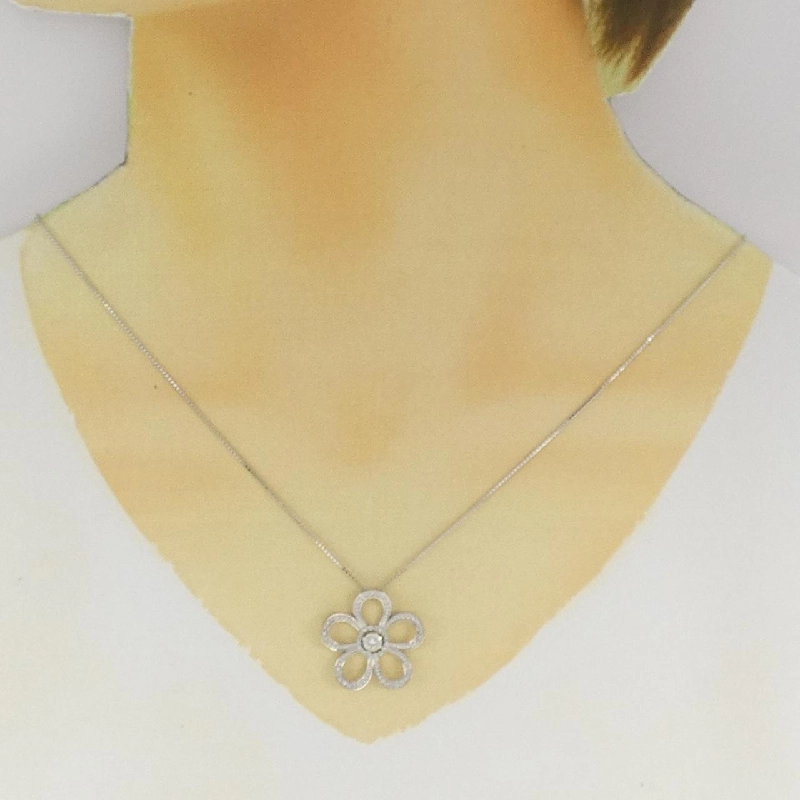 K18WG Hoa Hồng Kim Cương Dây Chuyền 0.225CT - Hàng hiệu Chính Hãng 860527