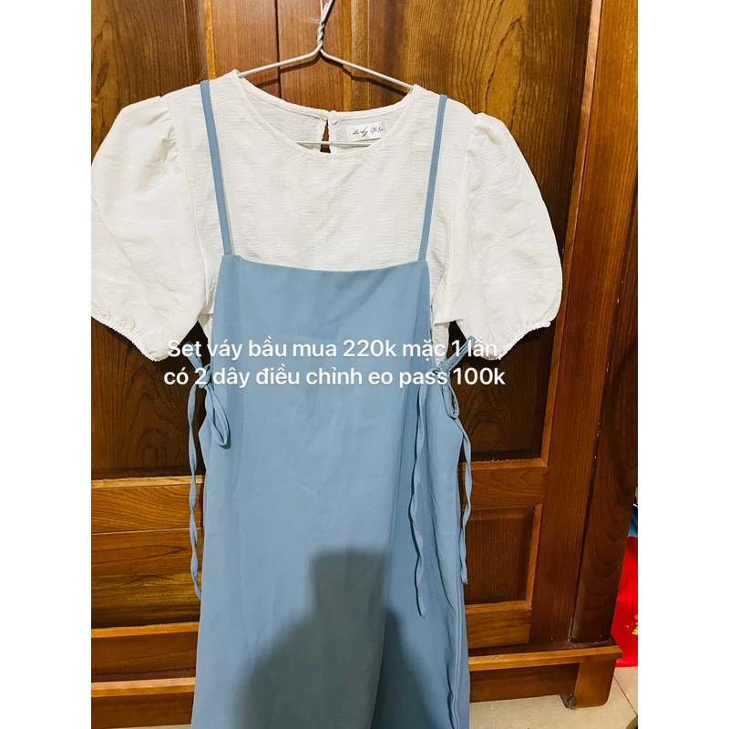 Set váy dây  kèm áo  phong cách trẻ trung có dây điều chỉnh eo 501338