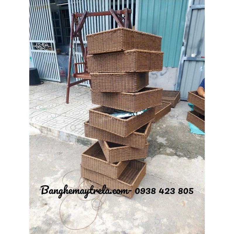 Khay nhựa giả mây để đồ 494490