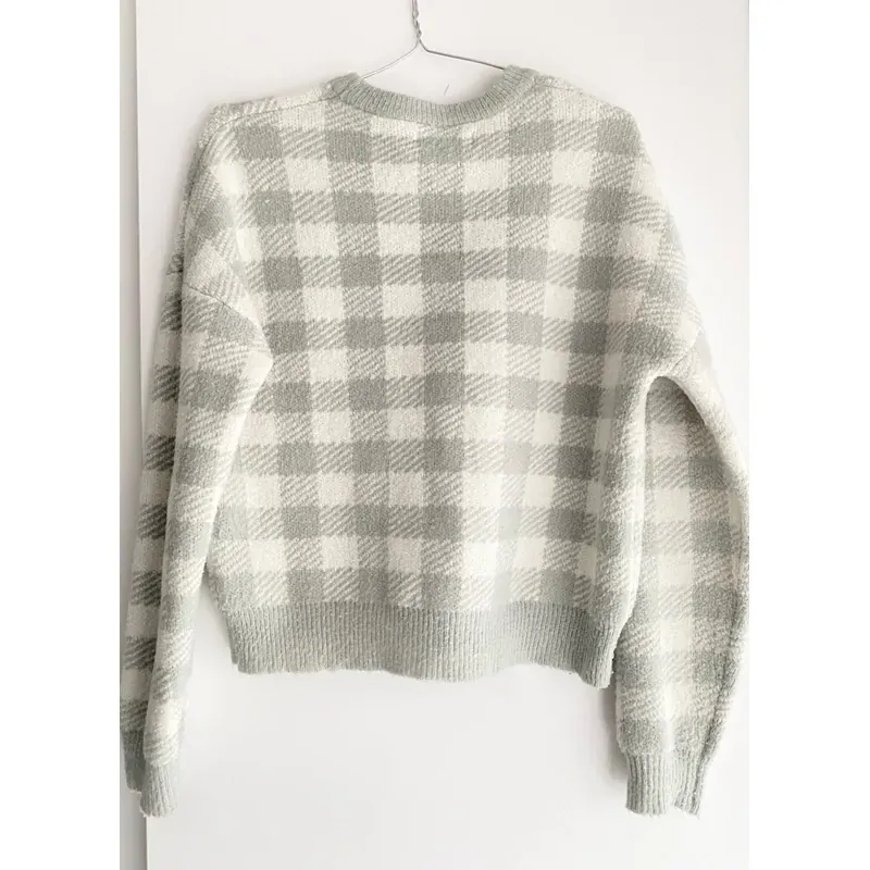 MỚI 98%***ÁO LEN IVY MODA SIZE S* KẺ CARO MÀU XANH NGỌC XANH MẠ BE* TẶNG QUÀ 0Đ FREESHIP 588668