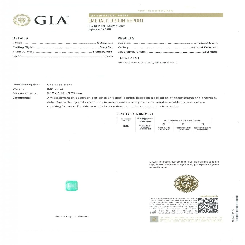 Nhẫn Emerald PT900 0.51CT xuất xứ Colombia 667811