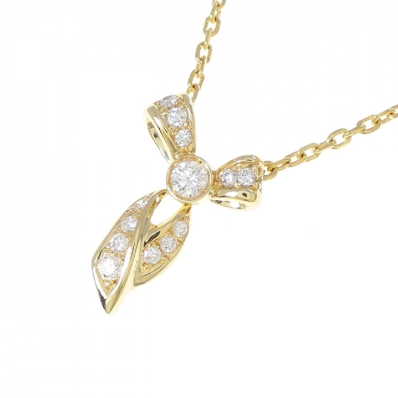 K18YG Dây chuyền kim cương hình ruy băng - Hàng hiệu Chính hãng 858076