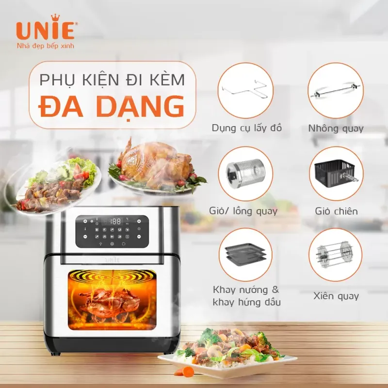 Nồi chiên không dầu UNIE UE-1000 dung tích 12L, 14 chế độ nấu 931602