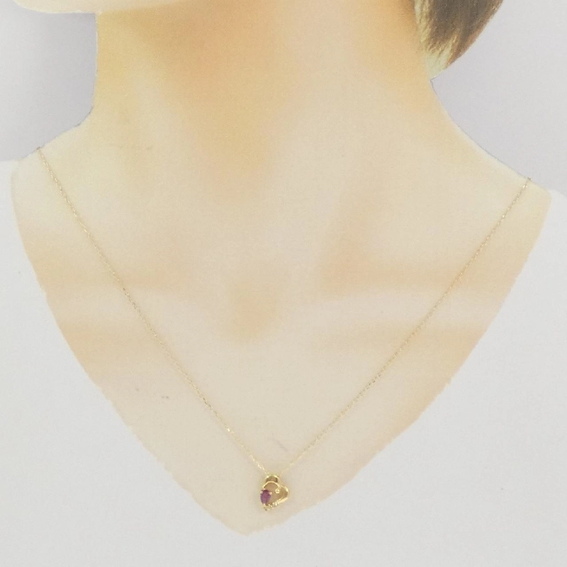 K18YG Mặt Dây Chuyền Hình Trái Tim Đá Ruby - Hàng hiệu Chính Hãng 866597
