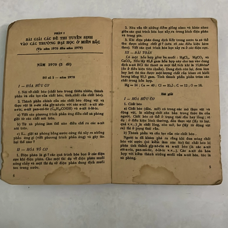 Bài giải các đề thi tuyển sinh đại học (1970-1979) môn Hoá học — 1980s 498659