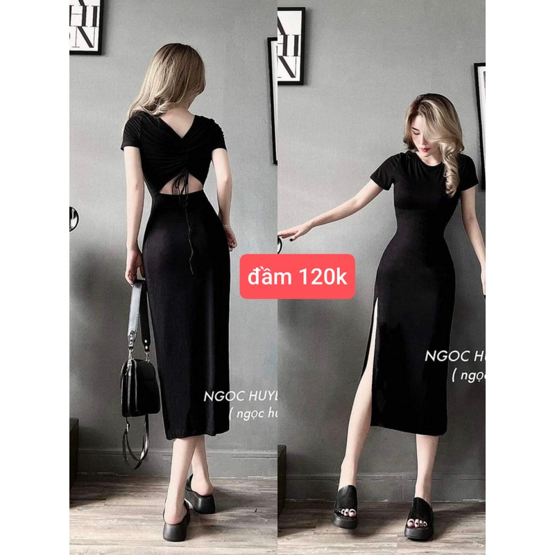 Đầm body đen cutout lưng 83477