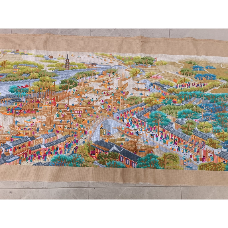Tranh thêu chữ thập thành phẩm Cô Tô Phồn Hoa Đồ 225x70cm 495669