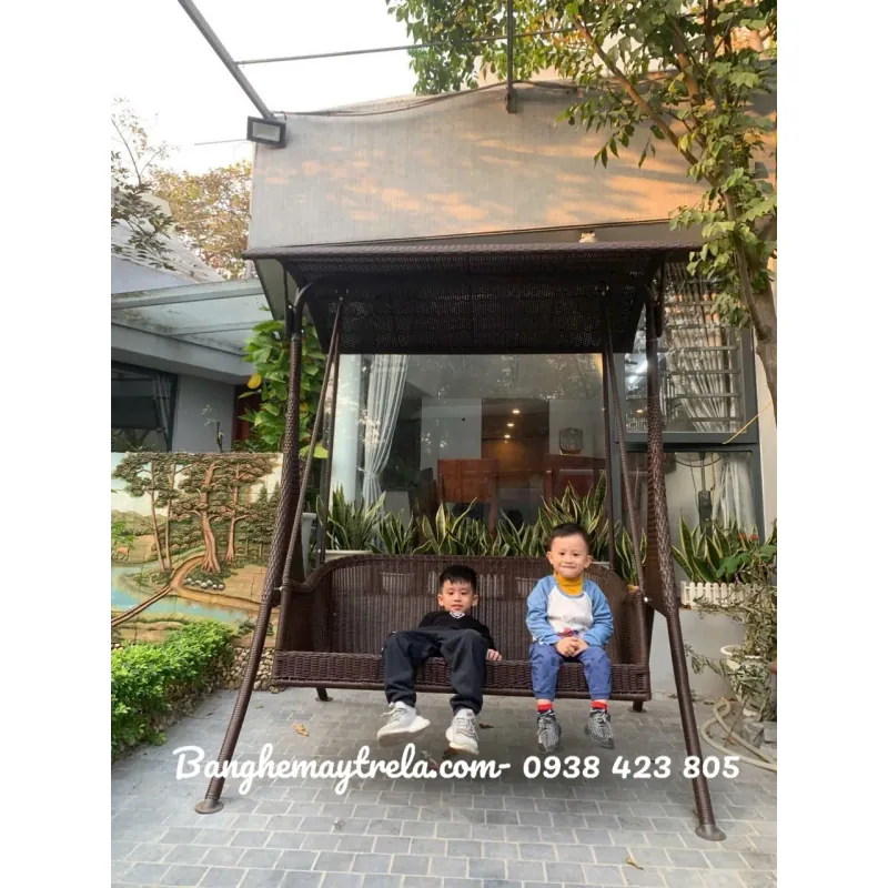 Ghế xích đu đôi mây nhựa 675056