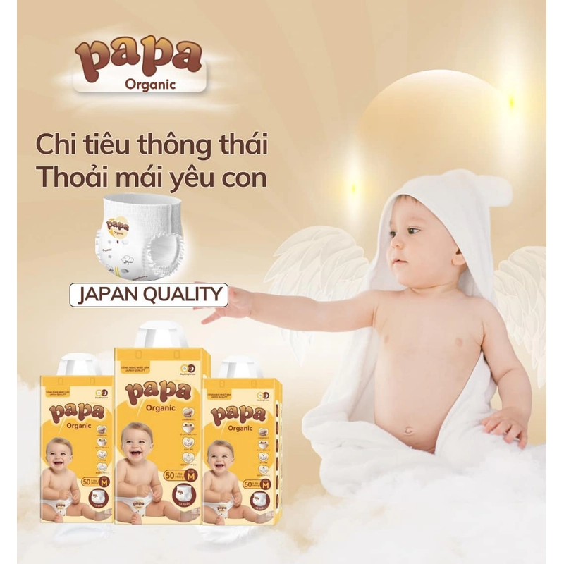 Tã bỉm Papa organic công nghệ Nhật bịch 50  miếng size S đến 5XL 215550