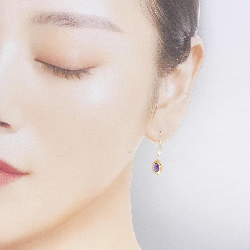 K18YG Amethyst Bông tai - Hàng hiệu Chính hãng 866795