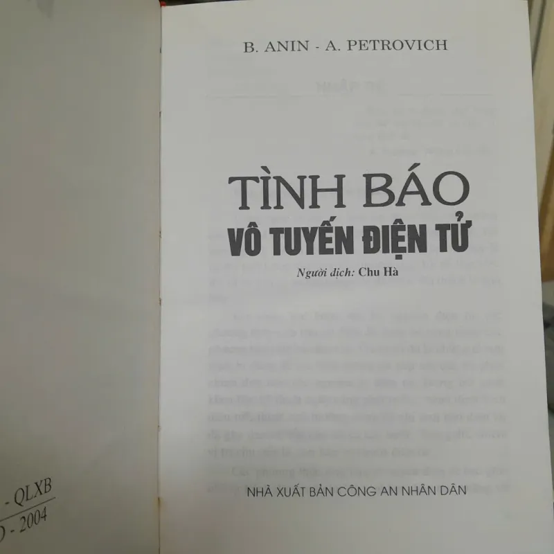 TÌNH BÁO VÔ TUYẾN ĐIỆN TỬ - B.ANIN, A.PETROVICH ( CHU HÀ DỊCH) 411656