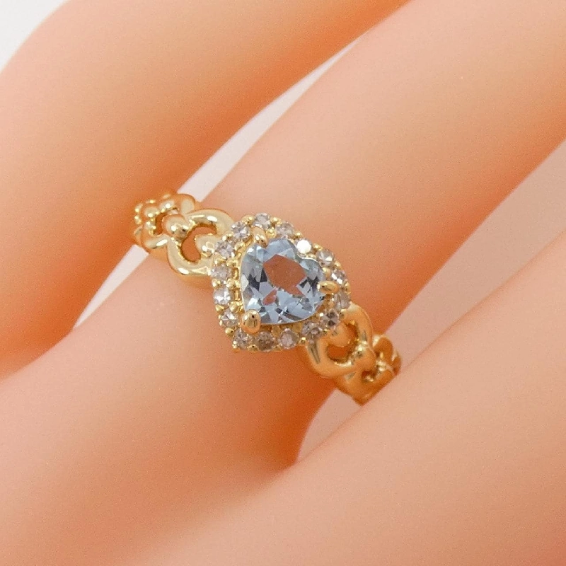 Nhẫn Aquamarine K18YG hình trái tim 672570