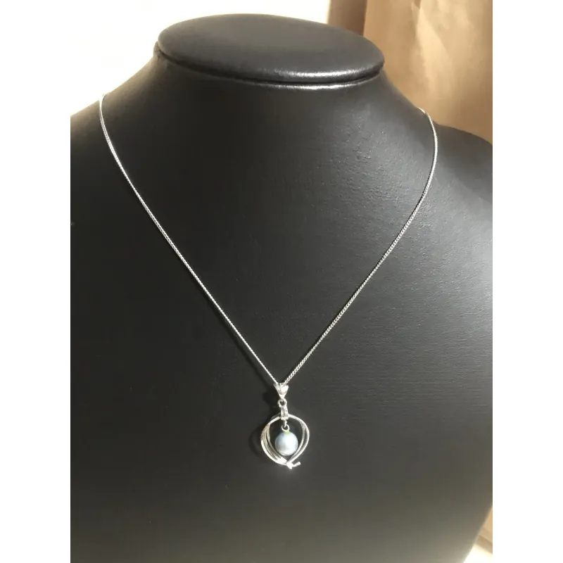 Vòng cổ titan mặt ngọc trai 925517