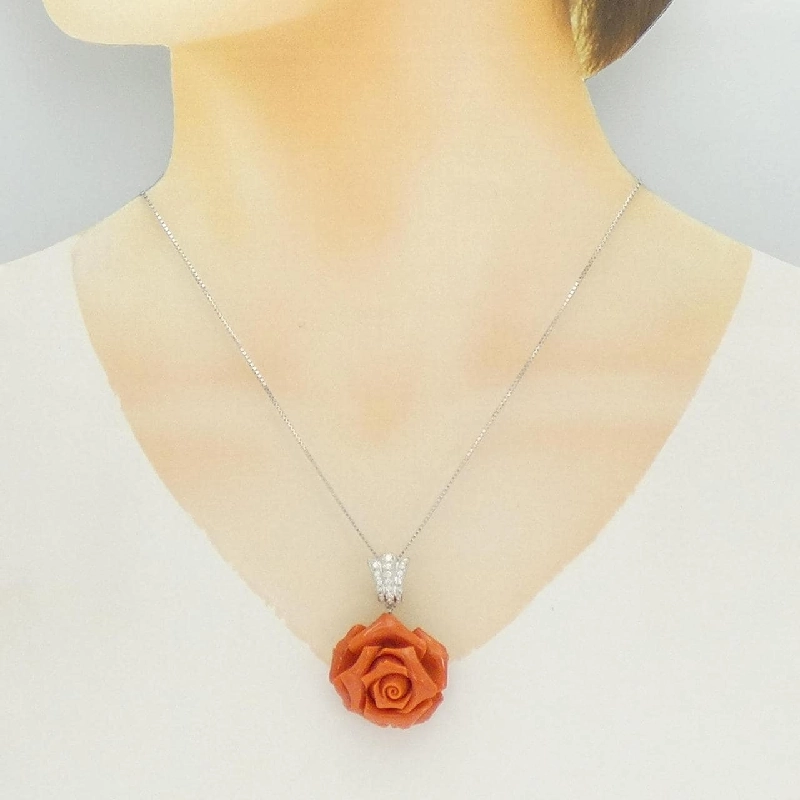 K18WG Rose Coral Necklace - Hàng hiệu Authentic 856921