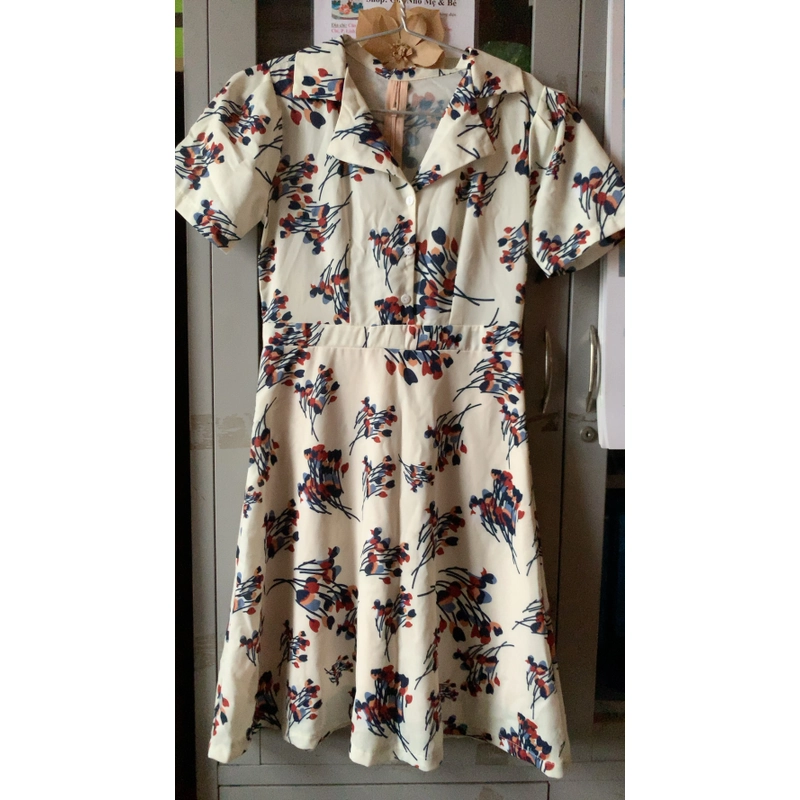 Đầm nữ hoạ tiết có cổ có tay 478408