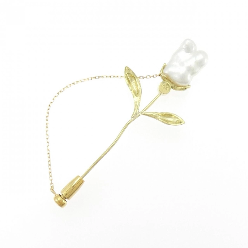 K18YG Hoa Trắng Ngọc Trai Brooch - Hàng hiệu Chính hãng 872616