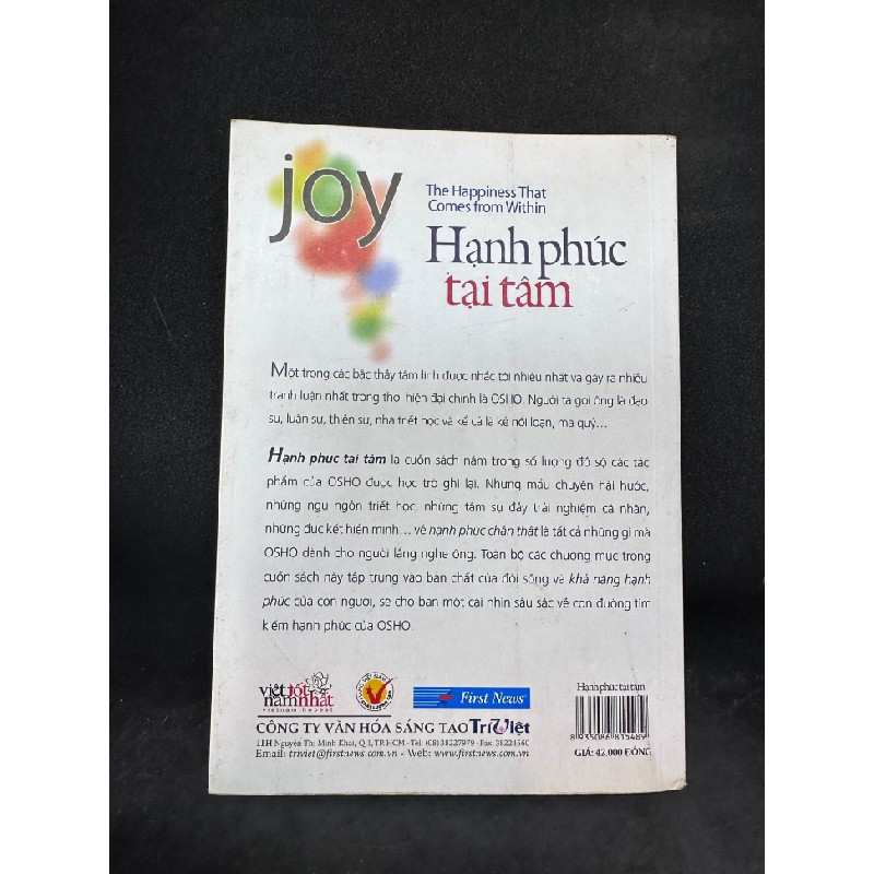 Joy Hạnh phúc tại tâm Osho New 90% SBM2003 Triết học 64829