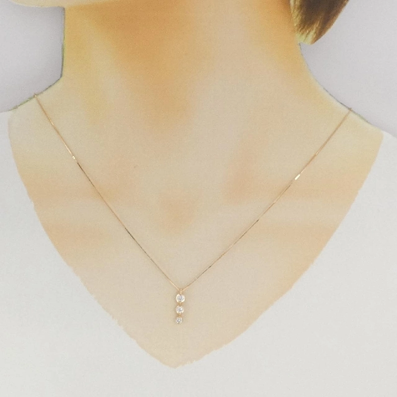 K18PG Dây chuyền kim cương ba viên 0.30CT - Hàng hiệu Chính hãng 857253