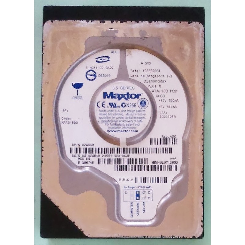 Ổ cứng gắn trong HDD Maxtor DiamondMax Plus 8 6E040L0 40GB ATA 3,5" Inch 16777