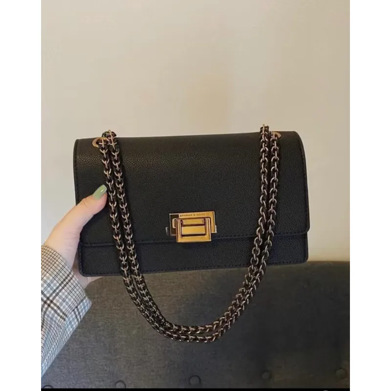 Túi xách nữ da PU đeo chéo phối dây xích vàng sang trọng 975278