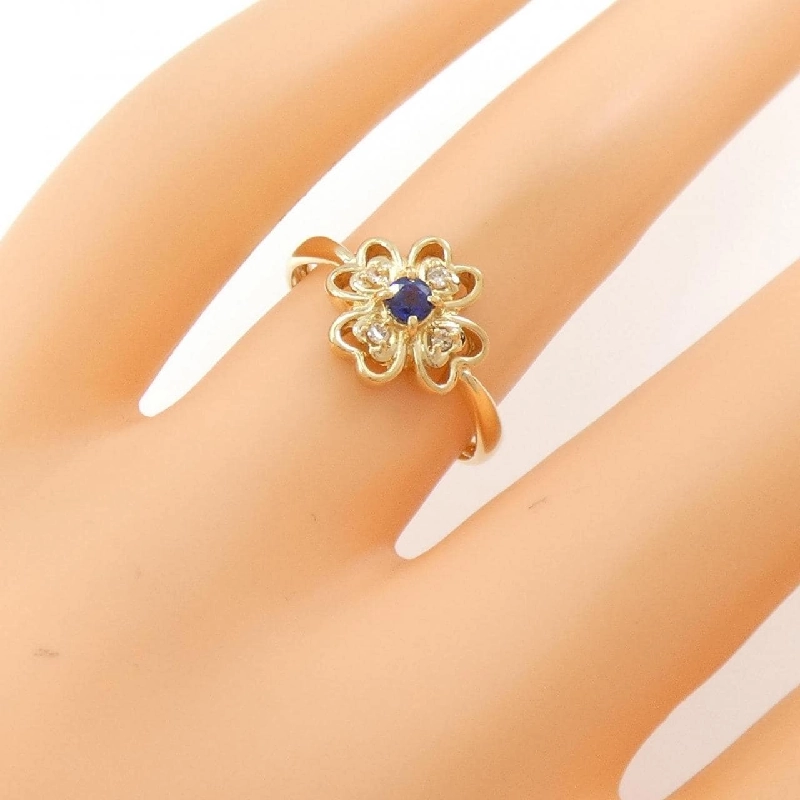 Nhẫn Sapphire K18YG hình cỏ 0.14CT - Hàng hiệu chính hãng 855161