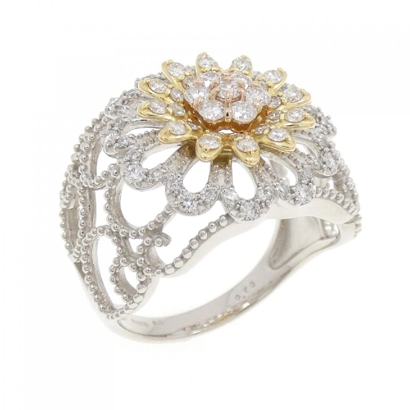 Nhẫn kim cương hoa K18YG/PT900/K18PG 0.70CT 668196