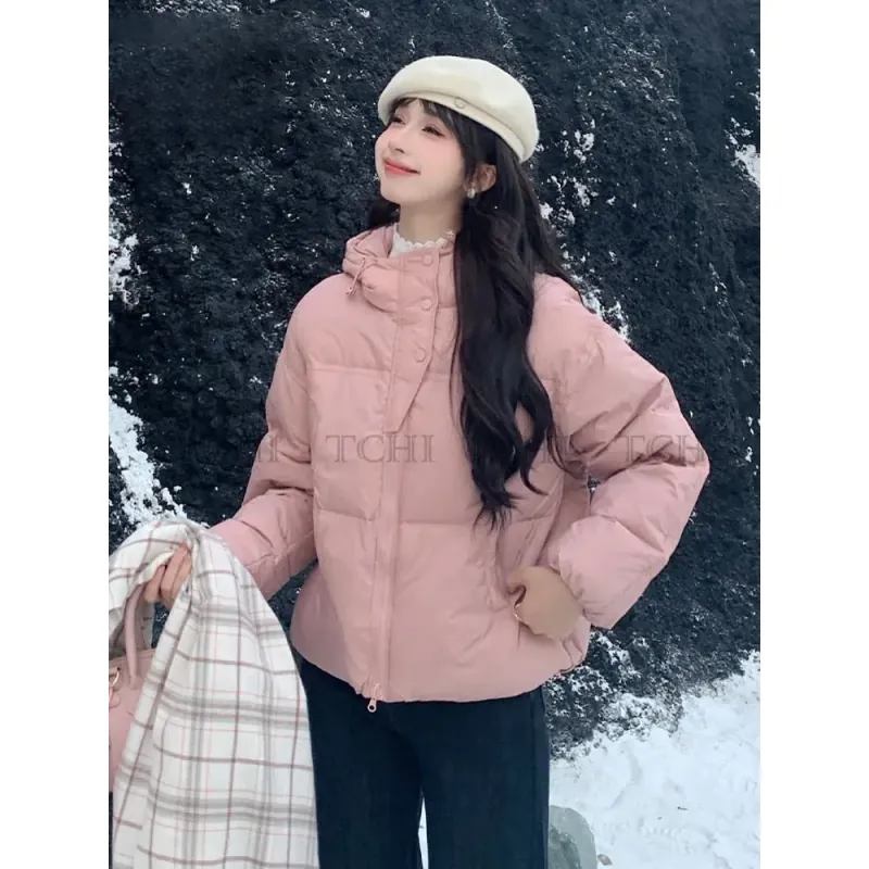 Áo khoác nữ puffer màu hồng dễ thương size s.m 733283