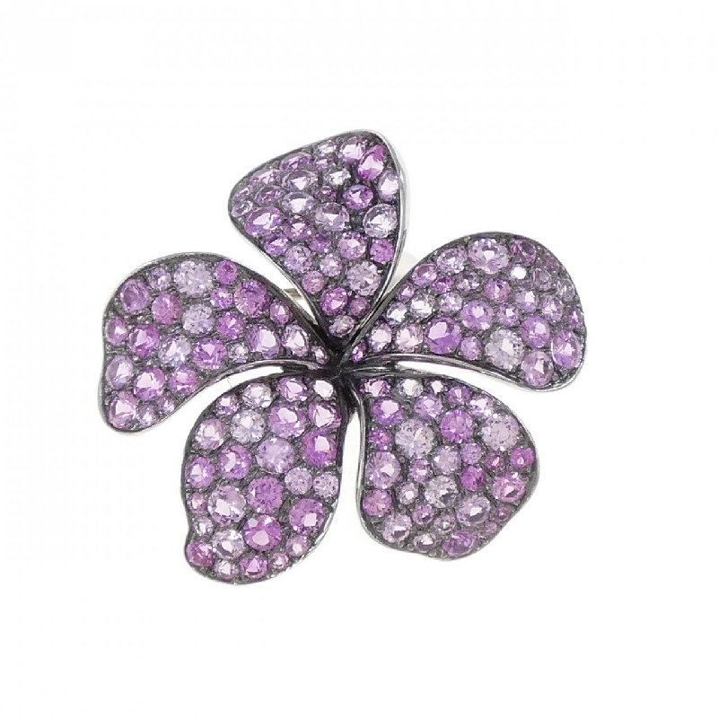 K18WG/K18BG Hoa Sapphire Brooch 5.15CT - Hàng hiệu Chính hãng 877818