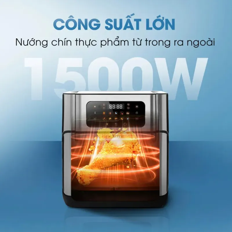 Nồi chiên không dầu KALITE Air Pro, dung tích 12L, công suất 1500W, khoang inox 304 779640