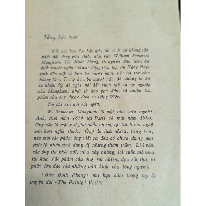 Bức bình phong - Somerset Maugham ( bản dịch Nguyễn Minh Hoàng ) 449836
